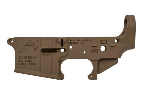 Aero Precision freedom edition stripped lower receiver for the AR-15 with FDE finish